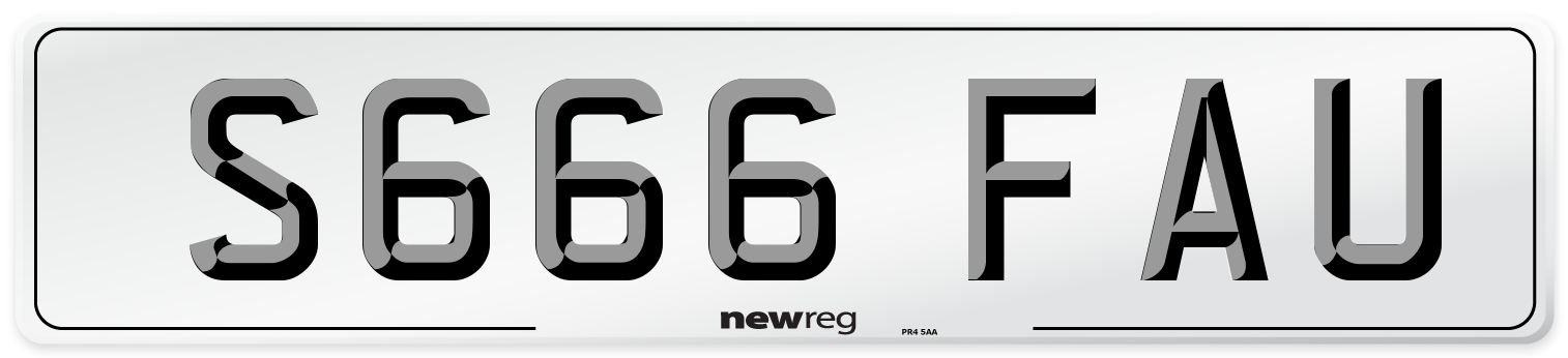 S666 FAU Number Plate from New Reg